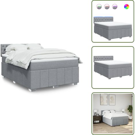 Sommier à lattes de lit avec matelas Gris clair 160x200cm Tissu - Sommier À Lattes De Lit - Sommiers À Lattes De Lit - Lit - Meuble De Chambre À Coucher (1/5)