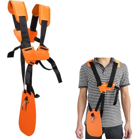 1 sangle de tondeuse à gazon (orange), double épaule, sangle en nylon robuste, pour tondeuse à gazon, outils de jardinage. (1/5)