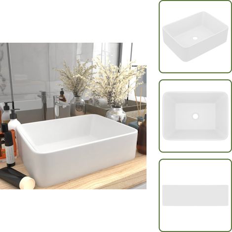 Lavabo de luxe Blanc mat 41x30x12 cm Céramique - Lavabo Rectangle - Lavabo Céramique - Lavabo Blanc - Lavabo Salle De Bain - Meuble Salle De Bain