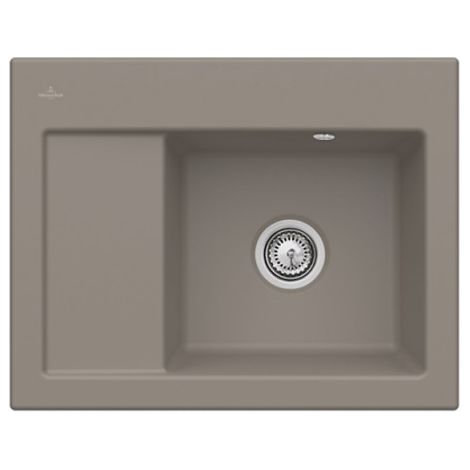 Evier 1 bac VILLEROY ET BOCH Subway 45 Compact 65 x 51 cm egouttoir a gauche Timber CeramicPlus