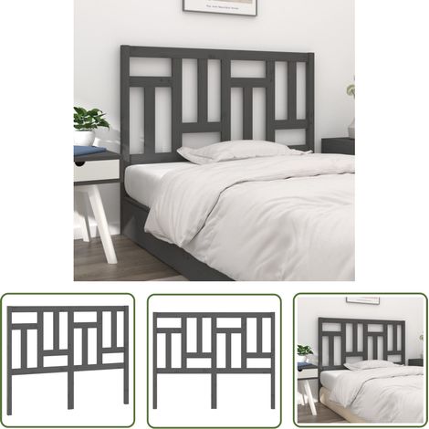 Tête de lit Résistante et économique, Panneau de lit, Gris 125,5x4x100 cm Bois massif de pin OIB9470E (1/5)