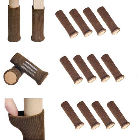 Protectores para patas de sillas (12 unidades), Resistentes a arañazos y fáciles de limpiar, Amortiguan el sonido, salas de estar, etc, Marrón (1/5)