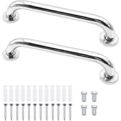 Maniglione antiscivolo in acciaio inox 304 – 30 cm – Portata massima 150 kg – Montaggio a parete per bagno (1/5)