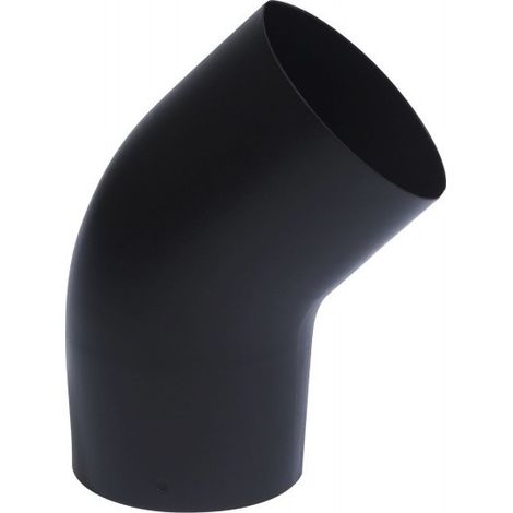 TEN – Coude émail noir mat 45° Ø97 mm – Acier émaillé résistant aux acides – Raccord pour chaudières gaz, fuel et granulés bois