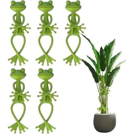 Lot de 5 supports mignons et stables pour petites plantes en pot et plantes grasses, grenouille et clips de fixation d'escalade, décoration de jardin d'intérieur et d'extérieur