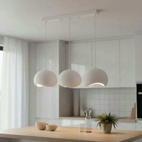 Suspension table à manger blanche 3 lampes 110 cm NOXIS (1/5)