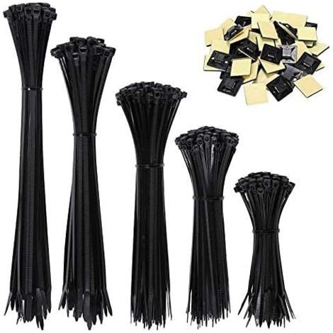 Lot de 500 Serre-câbles Electrique Attache Câble de Nylon, résistant aux UV, Supports de Base avec Attache-Câble Pour l'emballage ou Le Jardin 100/150/200/250/300 mm (et 50 serre-câbles) (1/5)