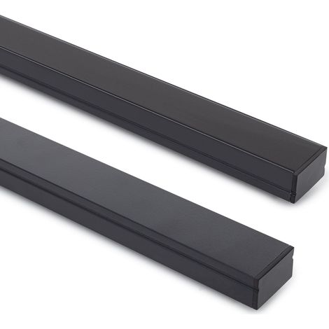Aluminiumprofil Aufbau für LED Streifen bis 20 mm mit durchgehender Abdeckung Schwarz 2 m Schwarz transluzent (1/4)