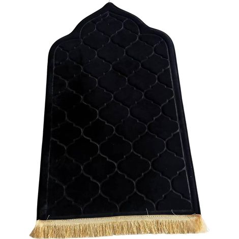 Tapis de prière musulman en relief, pliable et portable, pour une protection efficace des genoux (noir)