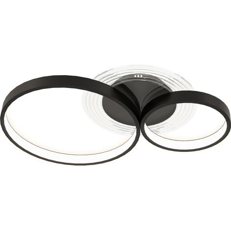 Plafoniera LED Moderna a 3 Anelli 59x8x7,4 cm Potenza 40W in Alluminio e Acrilico Nero (1/5)