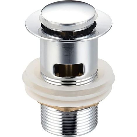 Bonde pop-up pour lavabo avec trop-plein, acier inoxydable, écrou laiton, filetage G1 1/4", finition chromée pour vasque salle de bain (1/4)
