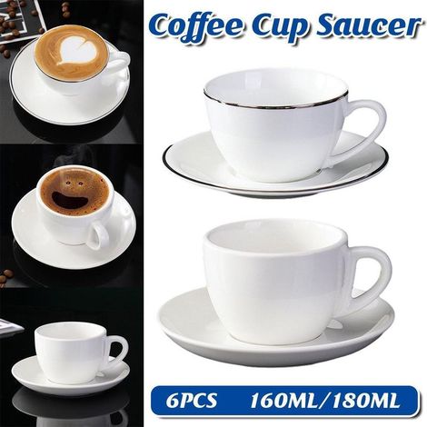 6-teiliges Keramik-Kaffeeset, Tasse und Untertasse, aprikosenfarbene Teetasse mit Henkel, 180-ml-Hotelkaffeetasse (1/5)