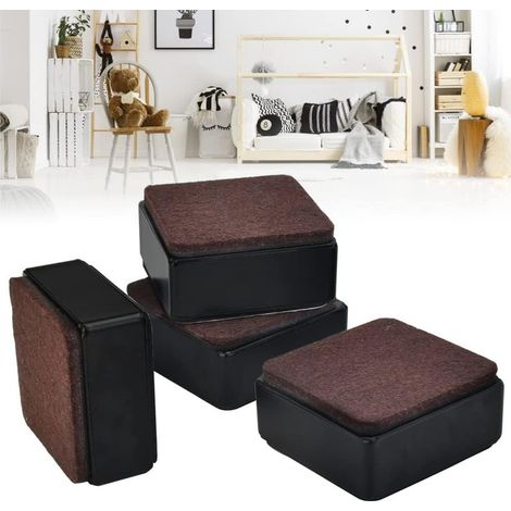 4 Pièces Rehausseurs de Meubles en Acier Carbone Rehausseur de Lit Antidérapant Rehausseur de Meuble Adhesif 60 x 60 x 32mm Rehausseur Pieds Carré Rehausseur de Table pour Canapé Armoire, Noir (1/5)