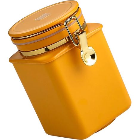 Luftdichte Aufbewahrungsbox aus orangefarbenem Edelstahl für gemahlenen und ganzen Kaffee.