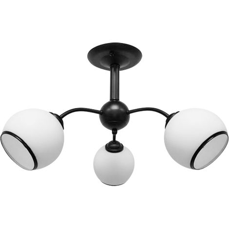 Plafonnier noir 3 globes verre blanc E27 40W Candellux (1/3)