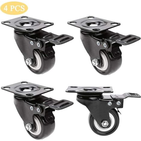 Rouleaux de panier de plage 4 pièces, roulettes à 360 degrés Roues Roulettes de transport Roulettes doubles avec 4 freins Roulettes robustes Convient aux chaises de plage, meubles, capacité de charge (1/5)