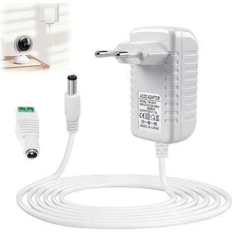 24V 1A Alimentation, Transformateur Universel AC 100-240V vers DC 24V, 24W Adaptateur Secteur avec Fiche DC 5,5x2,1 mm, Compatible avec Bandes LED, Audio, Caméras CCTV, Câble 1.5m, Blanc (1/5)