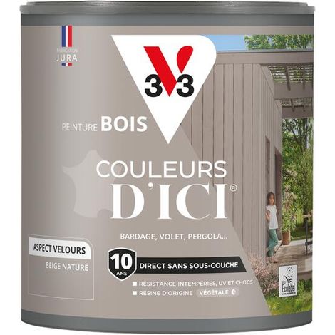 Peinture bois extérieur Couleurs d'Ici® V33 Beige nature Velours 0,5L