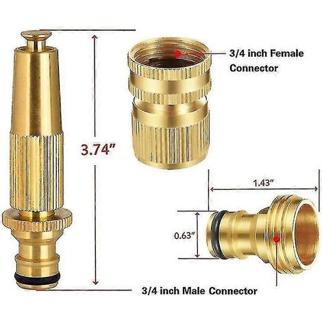 Quick Connect Garden Hose Fitting, Adjustable Brass Garden Watering Gun,solid Brass 3/4 Inch Quick Connect Fittings