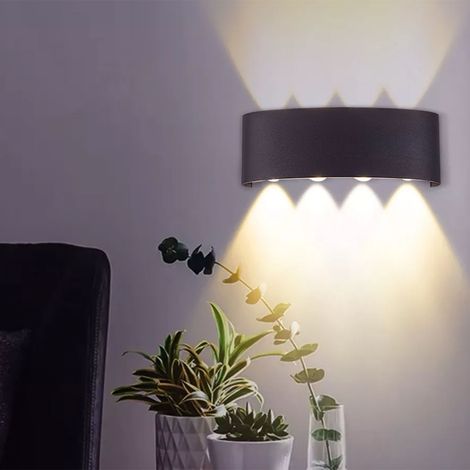 Aufwärts- und Abwärtsbeleuchtung, 8 W, 4000 K, schwarzer Rahmen, 8 LEDs, IP65 wasserdicht, LED-Wandleuchte für Schlafzimmer, Büro, Hotel (1/5)