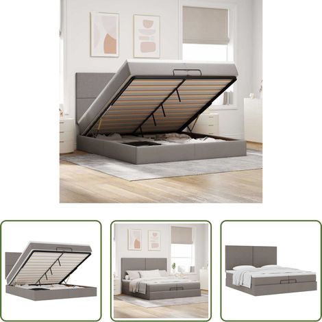 vidaXL Taschenfederkern - Ottoman-Bett mit Matratzen Taupe 200x200 cm Stoff (1/5)