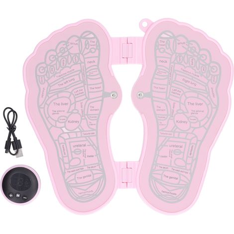 Lot Pied Massage Acupression Électrique Relaxation Musculaire USB Sans Fil Réglable Pliable Coussin Massage Rose (1/5)