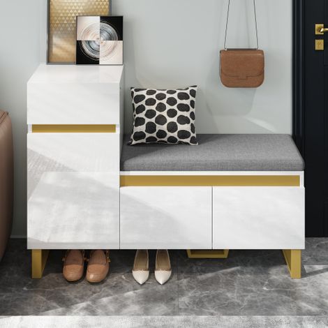 Meuble à chaussures grande capacité pour l'entrée – Meuble de rangement multi-niveaux, meuble d'entrée moderne et minimaliste, organisateur domestique avec tiroirs et portes.
