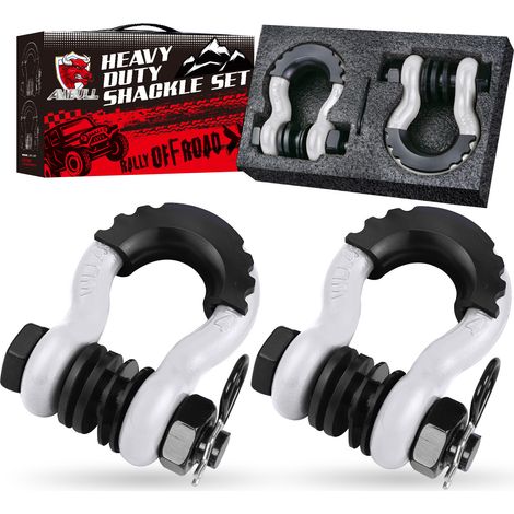 3/4 Zoll D-Schäkel (2er-Pack), Bruchfestigkeit 20T, mit 7/8 Zoll Bolzen, geeignet für Anhängergurte, Winden, Geländewagen usw.