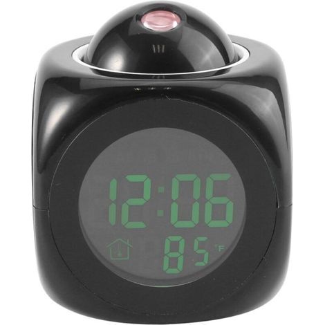 Proiettore LCD digitale multifunzionale da parete con messaggi vocali, visualizzazione della temperatura e sveglia a LED. (1/5)