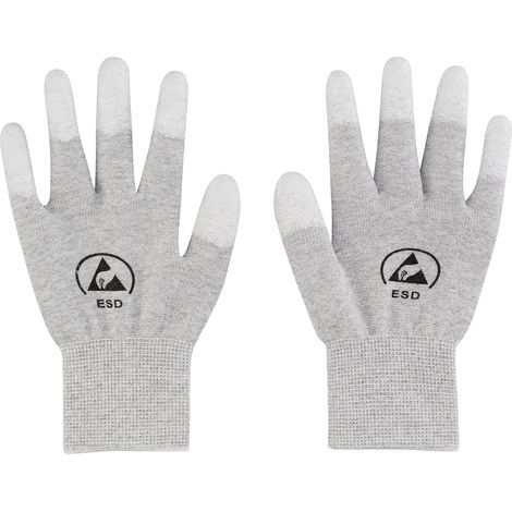 TRU COMPONENTS ESD-Handschuh mit Beschichtung an den Fingerspitzen Kleider-Größe: S Polyamidfaser, (1/3)