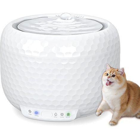 Kabelloser Trinkbrunnen für Katzen und kleine Hunde, 1,8 l Fassungsvermögen, batteriebetrieben, ultraleise Pumpe, 2 Durchflussmodi, automatischer Wasserspender (1/5)
