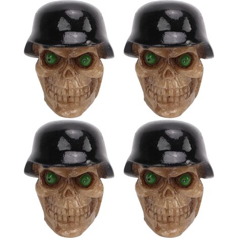Lot de 4 Bouchons de Valve de Pneu, Bouchons de Valve de Pneu de Type Tête de Mort avec Anneau en Caoutchouc Universel pour Voitures, Vélos, SUV, Camions, Moto (ABS + Cuivre).(Le Noir) (1/5)