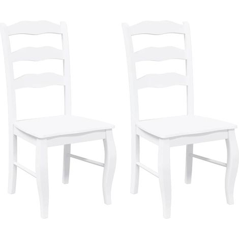 Maison Exclusive - Esszimmerstühle 2 Stk. Weiß Massivholz Gummiba
