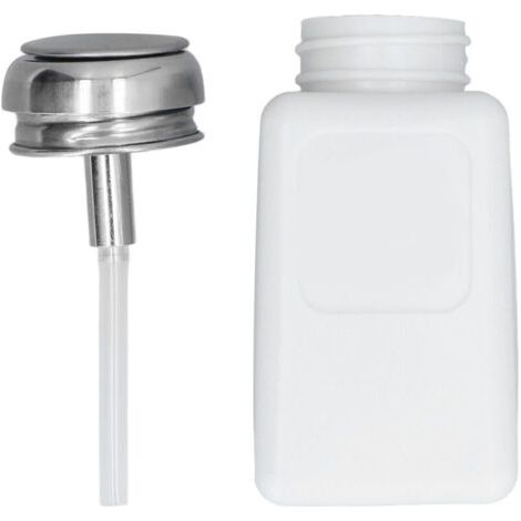 Flacon carré antistatique 200ML avec pompe pressoir, couvercle inox et sécurité ESD, blanc (1/5)