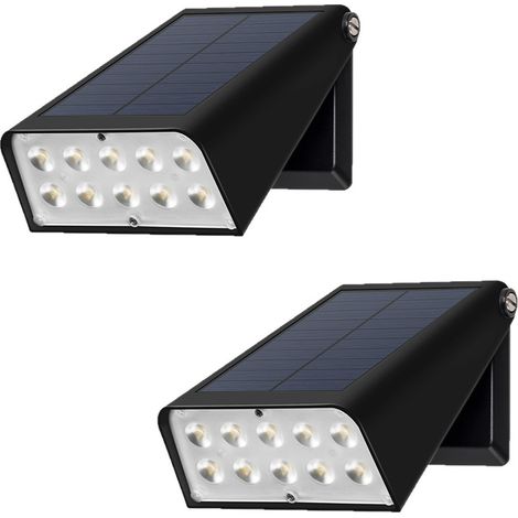 2-teilige Solar-Gartenleuchte, Strahler, wasserdichte Beleuchtung, schaltet sich bei Dämmerung automatisch ein, Außenwandleuchte, weißes Licht.