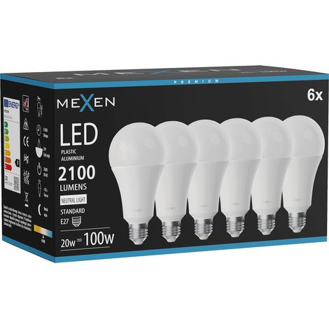 Mexen Nova 6x Ampoule LED E27, A70, 20W, Neutre - 4000K, 2100 lm - L100-E27-2040-01x06 (1/3)