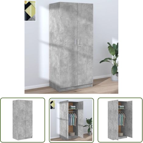 The Living Store Kleiderschrank Betongrau 80x52x180 cm Holzwerkstoff - Holzschrank - Garderobenraum - Einbauschrank - Kommode - Möbel Online Kaufen (1/5)