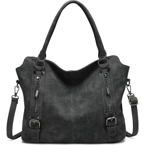 Borsa da donna, borsa a tracolla in PU di grande capacità, borsa tote, borsa a tracolla con molteplici tasche, stile vintage rigido, per lavoro e viaggi