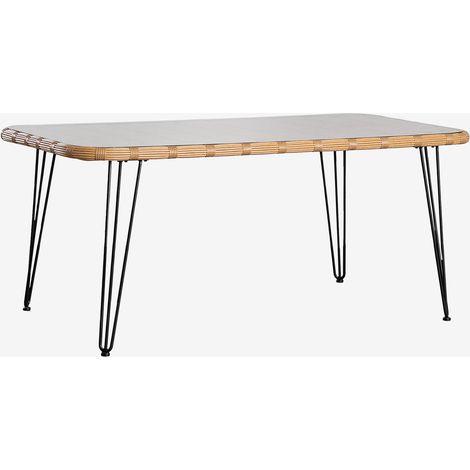 SKLUM Rechteckiger Gartentisch 180x90 cm aus synthetischem Rattan Leribert Natürlich
