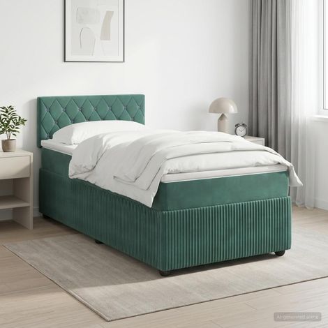 Cama box spring con colchón Verde oscuro 90 x 190 cm Terciopelo (1/5)