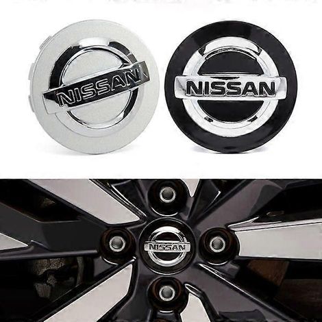 (54 mm – Silber) 4er-Set – Nissan Radnabenkappen / Radnabenembleme – Auto 54 mm – Schwarz (1/5)