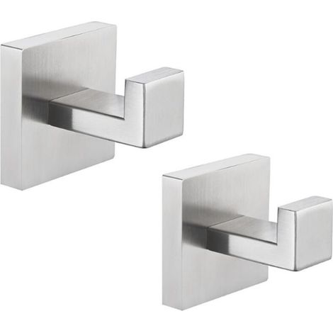 Set di 2 ganci da parete in acciaio inox SUS304 nichel spazzolato per bagno, accappatoio/cappotto, cucina, camera da letto, garage, hotel (1/4)