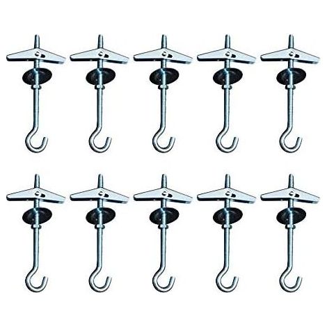 9cm Heavy Duty Ceiling Hooks Swag Hanging Toggle Hooks Bolt Wings Hook,for Ceiling Installation Hanging Plants Wall Mount Orchid Hooks（10）