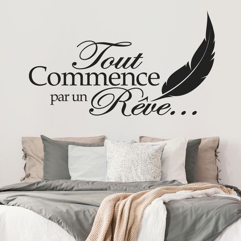 Sticker Mural - Citation Tout commence par un rêve... - 7x12 cm - Noir (1/3)