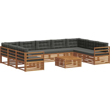Conjunto de sofás de exterior 10 uds. Natural y Antracita vidaXL (1/5)