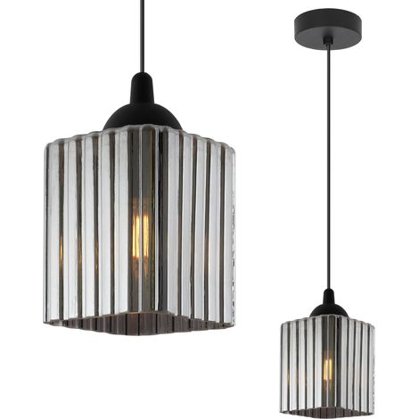 Lampada a sospensione Riffle, nera, 1 lampada, grafite, cubo, E27 (1/5)