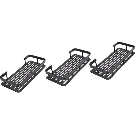 Duschablage, 3-lagig, rechteckig, Aluminium, ohne Löcher, für Badezimmer, für Zuhause, schwarz (1/5)