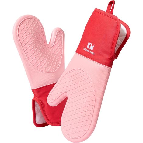 Kitchen Mama Lot de 2 Gants de Four en Silicone UltraShield – Gants de Cuisine en Silicone Alimentaire, Résistants à la Chaleur, Antidérapants et Souples, pour Cuisson (1/5)