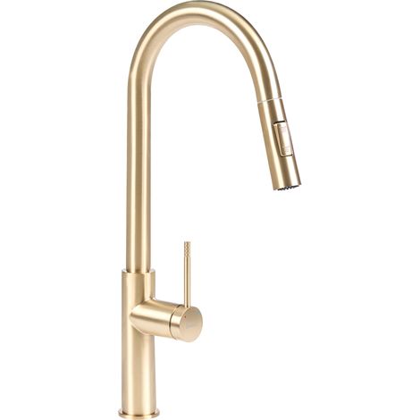Grifo de cocina con caño extraíble grifo mezclador de acero inoxidable acabado cepillado dorado Paranam (1/5)