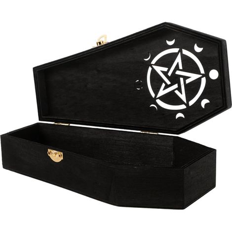 Porte-bagues Boîte Cercueil en Bois Foncé Décorative Célébration Halloween (1/5)